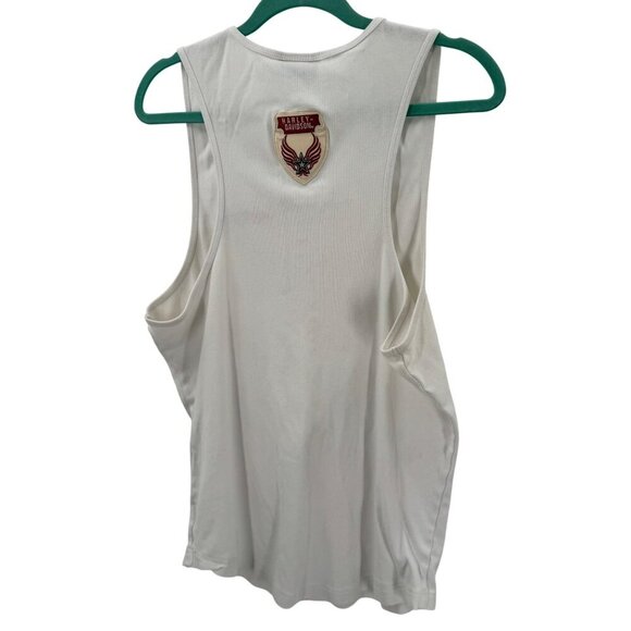 Harley-Davidson White Cotton Tank Top Men XL Embroidered Logo Front & Logo Patch - Picture 4 of 7